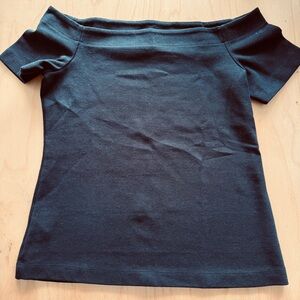 NWT Ann Taylor Black 90s Off-the-Shoulder Knit Top Bardot